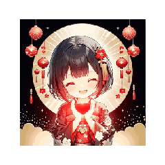 [LINEスタンプ] ランタン着物ガールの正月スタンプ