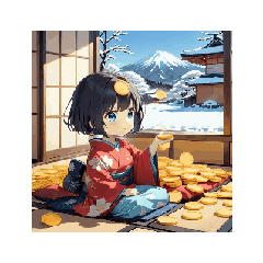 [LINEスタンプ] 赤い着物のお正月ガールスタンプ