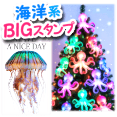 [LINEスタンプ] BIG表示♥蛸や海月の海洋系クリスマス♡