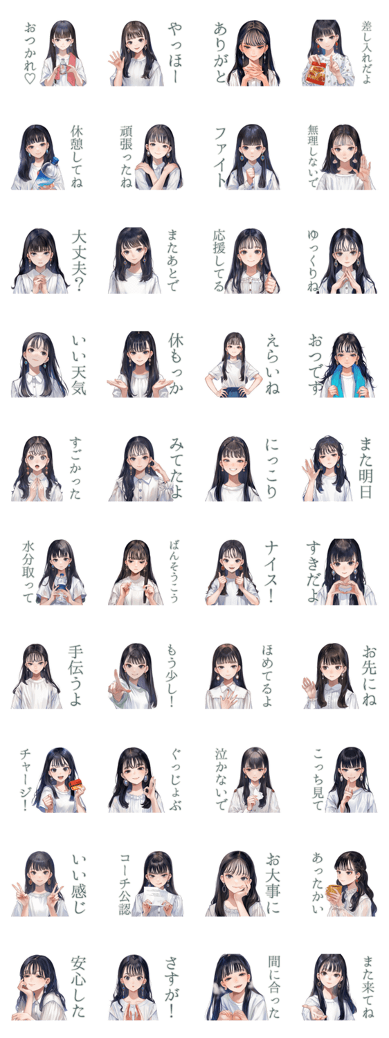 清楚な女の子のやさしい差し入れのスタンプ詳細