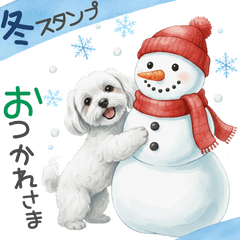 [LINEスタンプ] 【冬＆年末年始】マルチーズの日常