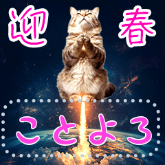 [LINEスタンプ] 【再販】新春噴射猫メッセージ