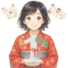 [LINEスタンプ] 着物女子のクリスマスアドベントカレンダー