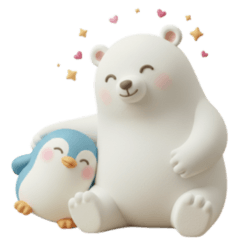 [LINEスタンプ] まめペンギンと仲良しシロクマスタンプ