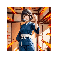 [LINEスタンプ] 道着ガールの元気いっぱいアニメスタンプ