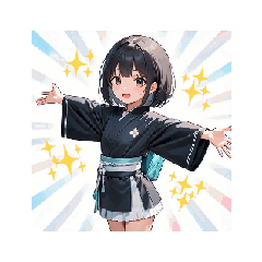 [LINEスタンプ] 黒衣ガールのかわいい感情スタンプ