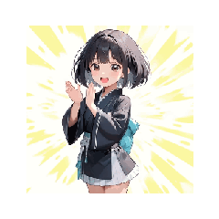 [LINEスタンプ] 黒衣ガールの恋かわリアクション