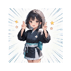 [LINEスタンプ] 黒衣ガールの全力リアクションアニメ