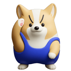 [LINEスタンプ] 動く 3D猛コーギー silent