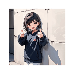 [LINEスタンプ] 元気爆発！パーカー少女のリアクション