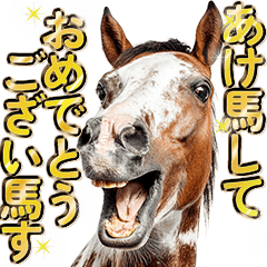 [LINEスタンプ] ウマのダジャレであけおめ