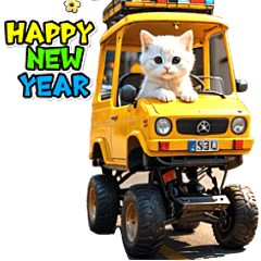 [LINEスタンプ] 【BIG】黄色い車が好き♡年末年始(再販)