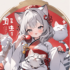 [LINEスタンプ] 【BIG】サバトラ ねこ娘♡年末年始(再販)