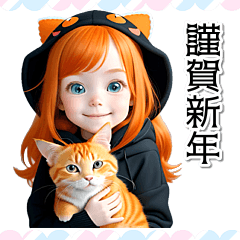 [LINEスタンプ] オレンジ推し女の子♡年末年始 年賀(再販)