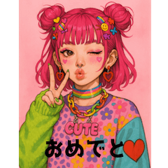 [LINEスタンプ] 原宿ポップな強め女子の毎日使えるスタンプ