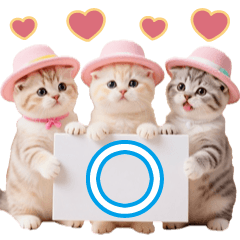 [LINEスタンプ] かわいい猫たち ピンク帽 気軽に使える BIG