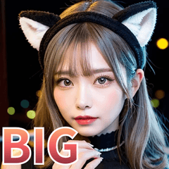 [LINEスタンプ] 【BIG】猫のコスプレをするAI美人
