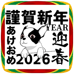 [LINEスタンプ] ボストンテリアのお正月2026 -02-