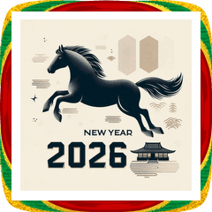 [LINEスタンプ] 和風 2026年 あけおめ 午年 馬 年賀状