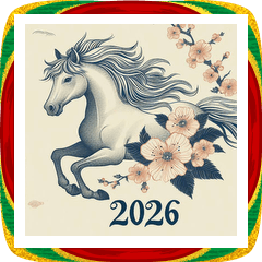 [LINEスタンプ] 浮世絵風 2026年 あけおめ 午年 馬 年賀状