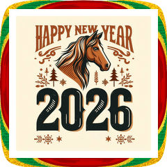 [LINEスタンプ] ウェスタン調 2026年 あけおめ 馬 年賀状