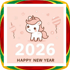 [LINEスタンプ] キュートポップ 2026年 あけおめ 馬 年賀状