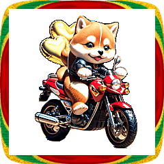 [LINEスタンプ] 【BIG】バイク好き♡豆柴 年末年始 年賀 3D