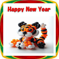 [LINEスタンプ] 十二支全部 あけおめ 年賀状 バルーン