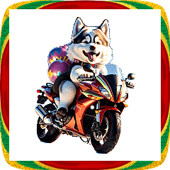 [LINEスタンプ] 【BIG】バイク好き♡シベリアンハスキー