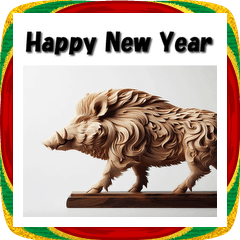 [LINEスタンプ] 十二支全部 あけおめ 年賀状 木彫り