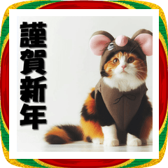 [LINEスタンプ] 十二支全部 あけおめ 年賀状 三毛猫