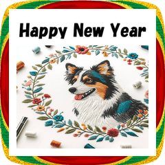 [LINEスタンプ] 十二支全部 あけおめ 年賀状 刺繍