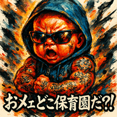 [LINEスタンプ] 最強ベイビー【カラフル水墨画】