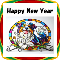 [LINEスタンプ] 十二支全部 あけおめ年賀状 ステンドグラス