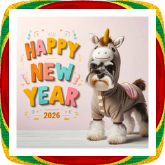 [LINEスタンプ] ミニチュアシュナウザー 2026年あけおめ 馬