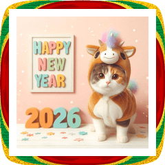 [LINEスタンプ] 三毛猫 2026年 あけおめ 馬 年賀状