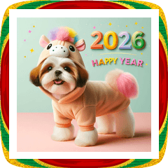 [LINEスタンプ] シーズー 2026年 あけおめ 馬 年賀状