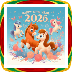 [LINEスタンプ] メルヘン 2026年 あけおめ 馬 年賀状