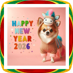 [LINEスタンプ] チワワ 2026年 あけおめ 馬 年賀状