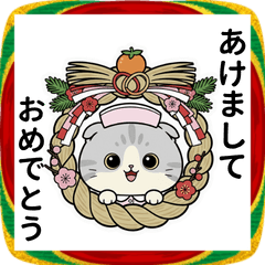 [LINEスタンプ] 白猫ナースの年末年始のご挨拶
