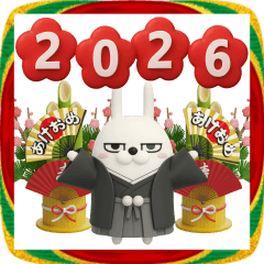 [LINEスタンプ] デカ動く 擦れうさぎ年末年始2026
