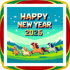 [LINEスタンプ] ピクセルアート 2026年 あけおめ 馬 年賀状