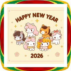 [LINEスタンプ] キュート 2026年 あけおめ 馬 年賀状