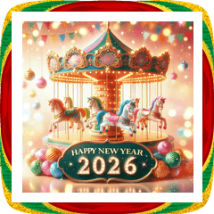 [LINEスタンプ] メリーゴーランド 2026年 あけおめ 馬 年賀