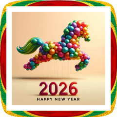[LINEスタンプ] バルーンアート 2026年 あけおめ 馬 年賀状