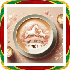 [LINEスタンプ] ラテアート 2026年 あけおめ 馬 年賀状