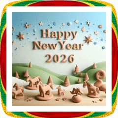 [LINEスタンプ] クレイアート 2026年 あけおめ 馬 年賀状