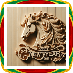 [LINEスタンプ] 木彫り 2026年 あけおめ 馬 年賀状