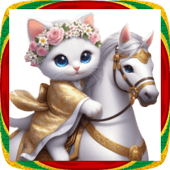 [LINEスタンプ] かわいいしろい子猫と仲良しな馬2026