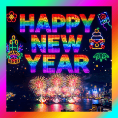 [LINEスタンプ] ドローンで描く光の年賀状と誕生日＆日常